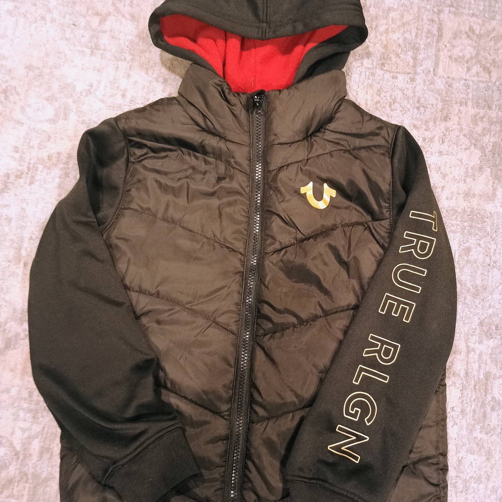 True Religion Black and Red Hooded Jacket